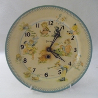 Vintage SMITHS NURSERY CLOCK - Tin faced with Humpty Dumpty, Hey Diddle Diddle, Mother Goose, Jack and Jill images to the front - Working, Key behind  - Sold for $98 - 2009