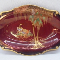 1930's CARLTONWARE Rouge Royale DISH with NEW STALK decoration - marked to base - 26cm long - Sold for $79 - 2009