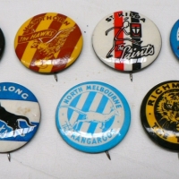 Group lot Vintage FOOTBALL BADGES inc - Demons, Saints, Hawks, Bombers, Cats and the Tigers - Sold for $55 - 2009