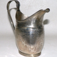 18th Century Sterling Silver Cream JUG - hall marks incl Georgian head, lion, RJ, 12cms H - Sold for $159 - 2009