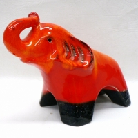 Retro ELLIS Australian Pottery ELEPHANT FIGURE, bright orange glaze with black feet, unmarked, L23cm - Sold for $220 - 2009