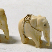 3 x Vintage Ivory Elephants in Descending size, Large 25 cm high - Sold for $98 - 2009