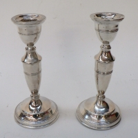 Pair of Sterling Silver CANDLESTICKS - 15cms H - Birmingham 1915 - Sold for $232 - 2009