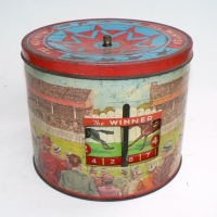 Fab vintage Australian Peek Frean THE WINNER spinning horse race game BISCUIT TIN - Sold for $146 - 2009