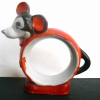 Fab vintage Japanese china MICKEY MOUSE Napkin Ring - hand painted ORANGE, black & blue highlights - Sold for $146 - 2009