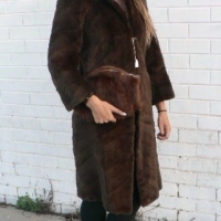 Long  Vintage BROWN FUR ladies winter coat by MYER MELBOURNE - Sold for $55 - 2009