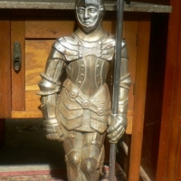 Large & heavy vintage Cast Iron Figural KNIGHT SHAPED Fireside toolset - Complete - Sold for $171 - 2014