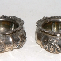 Pair of Sterling Silver embossed dishes - London 1855 - 8cms D 4cms H - Sold for $128 - 2014