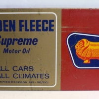 Vintage GOLDEN FLEECE Tin Sign - Supreme Motor Oil - All Cars, all climates - 28x51cm - Good Cond - Sold for $220 - 2014