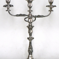 Ornate Victorian silver plated  three branch Candelabra - 56cms H - Sold for $305 - 2014