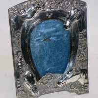 Silver plate PHOTO FRAME - embossed HORSE & Flower design - 22cm high - Sold for $79 - 2014