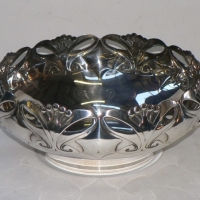 WMF silver plated ART NOUVEAU Bowl with pierced work & fab handles - 32cmsD - Sold for $171 - 2014