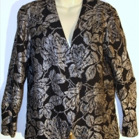 1920's silver couched black crepe evening jacket, with interesting cuff & large metal buttons,  fully satin lined (Syme) - Sold for $110 - 2014