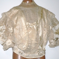Extremely ornate & detailed Edwardian cream silk Waist(blouse), covered in lace, rosettes & baubles -  part of Wedding gown worn in 1907, (Syme) - Sold for $122 - 2014