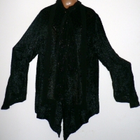1920's Black Velvet & Crepe Evening Jacket with Heavy beaded Draped Collar - Labeled Bradley's Chepstow Place Ltd London W 2 - Excellent Cond - Sold for $122 - 2014