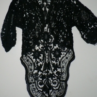 Early Victorian black lace jacket , three quarter sleeves  with elongated back to be worn with bustle (Syme) - Sold for $73 - 2014