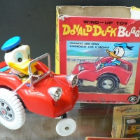 Boxed late 1960's Modern Toys clock work Disney Prod DONALD DUCK Buggy - gc - Sold for $159 - 2012