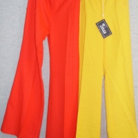 3 x pair ladies 1960's wide pants incl New bright yellow Norma Tullo with turn up bottoms & swing tag, new red Patrick Gee size 14 & beige Patrick Gee - Sold for $79 - 2012