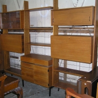 1970's Teak veneer 3 section modular wall unit with adjustable cupboards and shelves - Sold for $610 - 2012