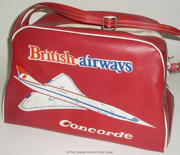 British Airways CONCORDE maroon vinyl TRAVEL BAG with shoulder strap ...