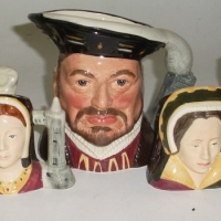 7 x Royal Doulton Character Jugs - set of 6 x Henry VIII SIX WIVES - 1981-89, Miniature size & HENRY VIII (D6477) small ( 3 34) - Sold for $207 - 2012