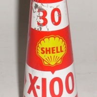 Tin Shell X-100 Motor oil funnel with cap - Sold for $61 - 2012