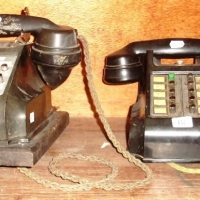 2 x c 1940/50's Black BAKELITE EXTENSION Telephones - Heaps Chrome Buttons, etc - Sold for $61 - 2012