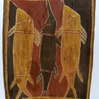 Vintage Aboriginal bark painting with fish design - no marks sited - Sold for $293 - 2012