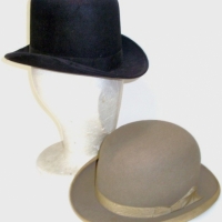 2 Vintage men's hats, fawn bowler hat Peapes of Sydney and black Cirrus hat - Sold for $61 - 2012