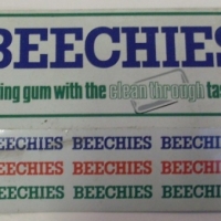 Vintage small sized Tin POS Sign for BEECHIES CHEWING GUM - GOES IN TASTING BETTER, GOES ON TASTING BETTER! - Fab Imagery & Colours - Sold for $61 - 2012