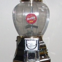 Large freestanding 20c Gumball Dispenser on chrome stand - missing nut to top & lock to coin drawer - Sold for $146 - 2012