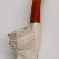 Carved Meerschaum Pipe with amber stem - head of middle eastern man - Sold for $55 - 2012