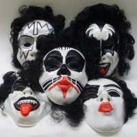 6 x 1980's KISS face masks (Paul Stanley, 3 x Gene Simmons, Ace Frehley & Peter Criss) - Sold for $79 - 2012
