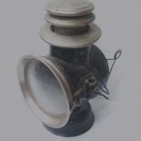 Oil lamp - DIETZ Union Driving Lamp (New York) circa 1900's, black body with chrome lens surround and top, original glass - Sold for $110 - 2012