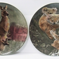 Pair of ROYAL DOULTON Australiana Cabinet Plates - Mother Kangaroo with Joey (D6423) + Koala Bears (D6424) - both 265cm diam - Sold for $61 - 2012