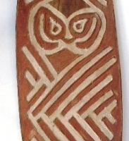 Carved wooden SEPIK tribal Shield with geometric design - numbering sighted verso - Sold for $67 - 2012