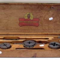 Wooden cased Patience & Nicholson, Maryborough, Vic Tap & die set - Sold for $61 - 2012