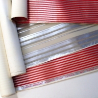 2 x Rolls original 1960's FLORENCE BROADHURST hand printed Wallpaper - red & silver foil stripes - partially used - Sold for $244 - 2013