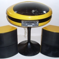 Fantastic Retro c 1970's Bright yellow & black WELTRON spaceship like stereo system - model no GEC2007 with instruction manuals, microphone & origina - Sold for $1098 - 2013