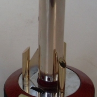 Retro chrome Rocket table lighter on tan leather base - Sold for $55 - 2013