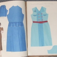 2 x folios original costume designs hand drawn (and with examples in coloured crepe paper & fabric) by CLAIRE LINES Both signed and one dated 1938 - Sold for $67 - 2013