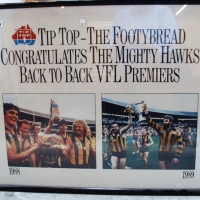 framed Tip Top 1988-89 Hawks back-to-back premiership poster - Sold for $73 - 2013