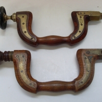 wooden brace with brass fittings and ebonised handle - Sold for $159 - 2013