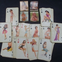 Group lot vintage risque items - pack of 50's60's playing cards and 4 x risqu matchbooks - Sold for $73 - 2013