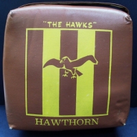 Brown vinyl square Hawthorn The Hawks Football cushion with handle - Sold for $220 - 2013