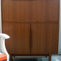 Retro teak veneer cocktail cabinet by John Grimes -  fold down top section and 2 doors to lower - Sold for $146 - 2013