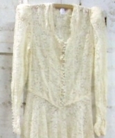 c1920 lace wedding gown with basque waistline Short train, buttons to front and sleeves - Sold for $55 - 2013