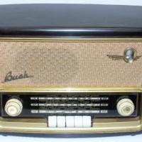 BROWN BAKELITE BUSH MANTLE RADIO with push button switches for Gram, VHF, MW & LW, serial no 20936596, 120 & 240 volt, looks to be in good - Sold for $110 - 2013