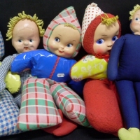 6 x vintage Pixie Dolls - all with cloth bodies & plasticcelluloid faces - Sold for $55 - 2013
