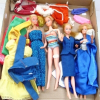 Box lot -  4 x Barbie Dolls, 2 x twist 'n turn & heaps of vintage Barbie, Midge &other clothing - Sold for $61 - 2013